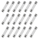 3A 250V Glass Fuse 6X30mm - shown as a collection of eighteen identical cylindrical glass fuses with metal end caps arranged in three rows.
