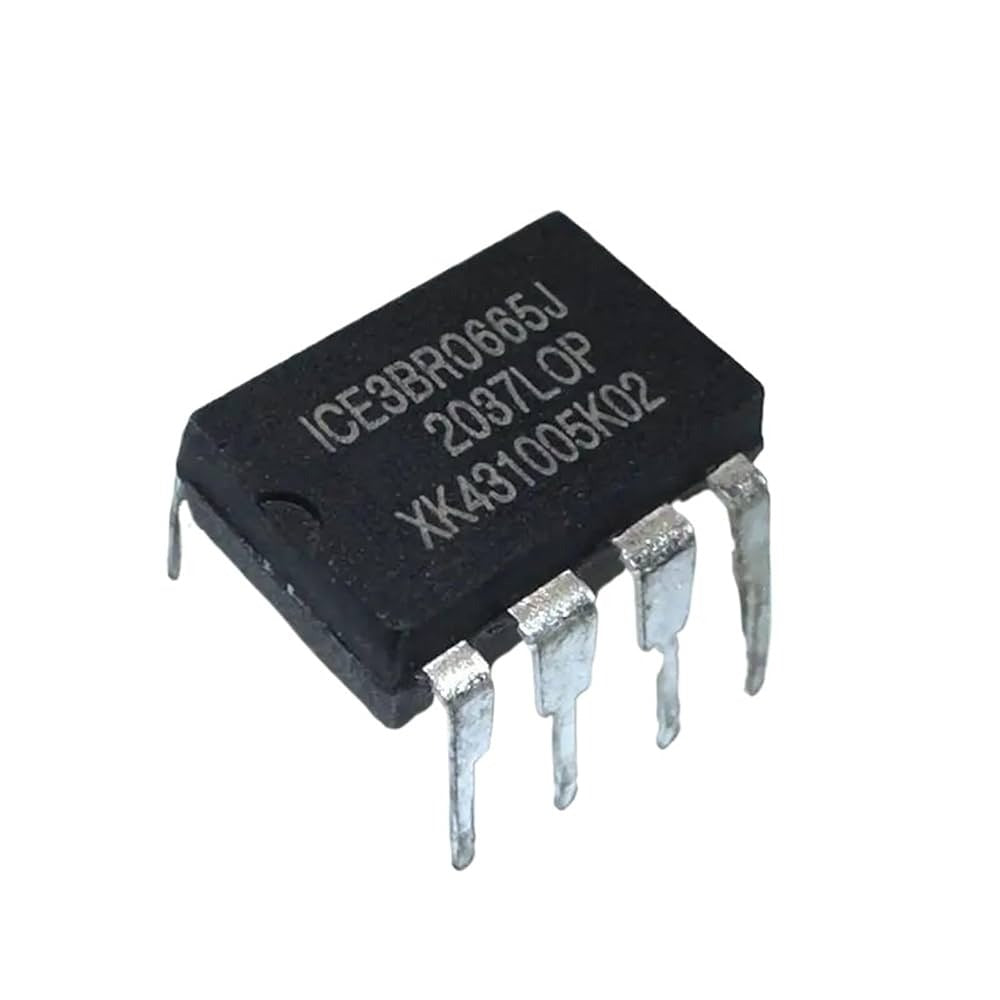 3BR0665J 650V Power Supply Controller IC (infineon) - a black, rectangular electronic component with eight metal pins, shown in a close-up angled view.