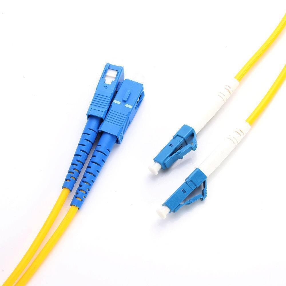 3m Lc-sc Duplex Single Mode Fiber Optical Optic Patch Cord Jumper Cable Lc To Sc - a yellow duplex cable with blue SC connectors and LC connectors.