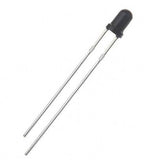 3mm Photodiode IR Infrared Receiver - shown as a black, dome-shaped electronic component with two long metal leads extending from the base.