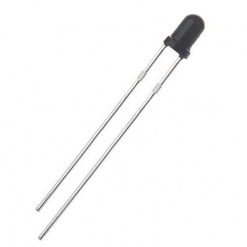 3mm Photodiode IR Infrared Receiver - shown as a black, dome-shaped electronic component with two long metal leads extending from the base.