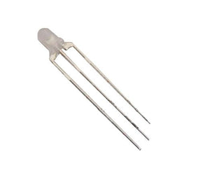3mm Red / Blue Bi Colour Common Anode 3 Pin Diffused 2.1V LED - a single diffused LED with three metal pins extending from the base.