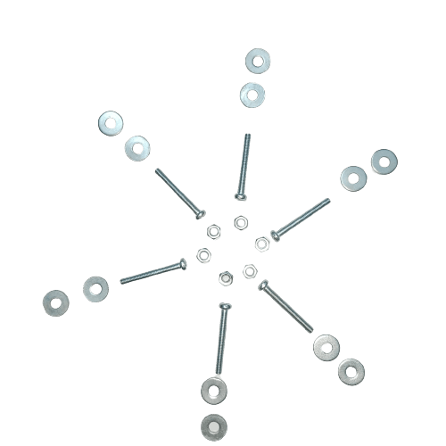 3mm x 15mm M3 Long Slotted Machine Screws Plus Nut & Washer - shown as an accessories layout including five screws, five nuts, and ten flat washers.