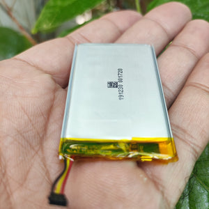 3mm x 35mm x 55mm 3.7V 500mAh Lithium Polymer Rechargeable Battery - a rectangular silver battery with a yellow-taped connector and a printed code.