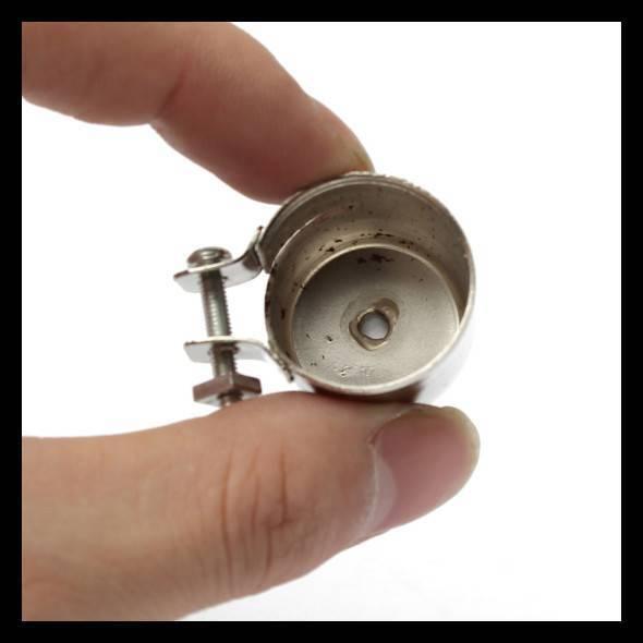 3pcs Heat Gun Nozzle Hot Air Soldering Station Gun Mouth - a close-up of a single silver metal circular nozzle with an integrated screw-tightening clamp.