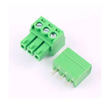 3pin 15EDG-Y 3.81mm Kf2edg 3.5mm PCB Screw Terminal Blocks Connector Plug Pin Right Angle 3.81mm Pitch Header Socket - a green three-pin screw terminal plug and its corresponding three-pin header socket.