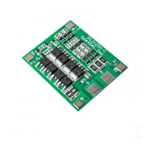 3s 25A BMS Circuit Li-ion Battery Charging Protection 3SJH25A-C - shown as a green rectangular printed circuit board with multiple surface-mounted components and labeled connection pads.