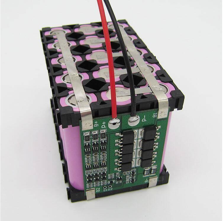 3s 25A BMS Circuit Li-ion Battery Charging Protection 3SJH25A-C - shown as a rectangular battery pack with a green circuit board and red and black wires.