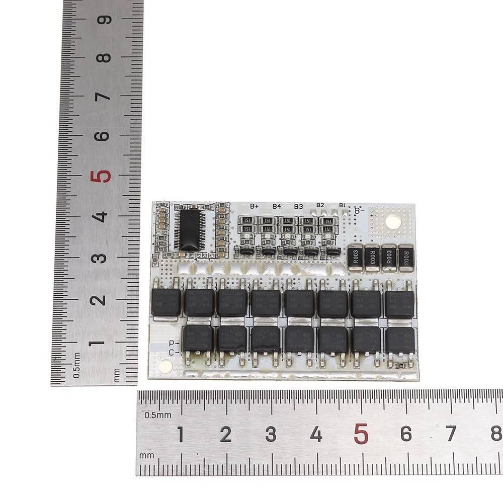 3s/4s/5s BMS 12V 16.8V 18V 3.2V 100A BMS For LiFePO4 Lithium Iron Phosphate Lithium Battery Protection Circuit Board Li-polymer Balance Charging - a white rectangular circuit board with electronic components, shown next to two metal rulers for scale.
