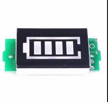 3s Lithium Battery Capacity Indicator - a black rectangular display with a four-segment battery icon mounted on a small green circuit board.