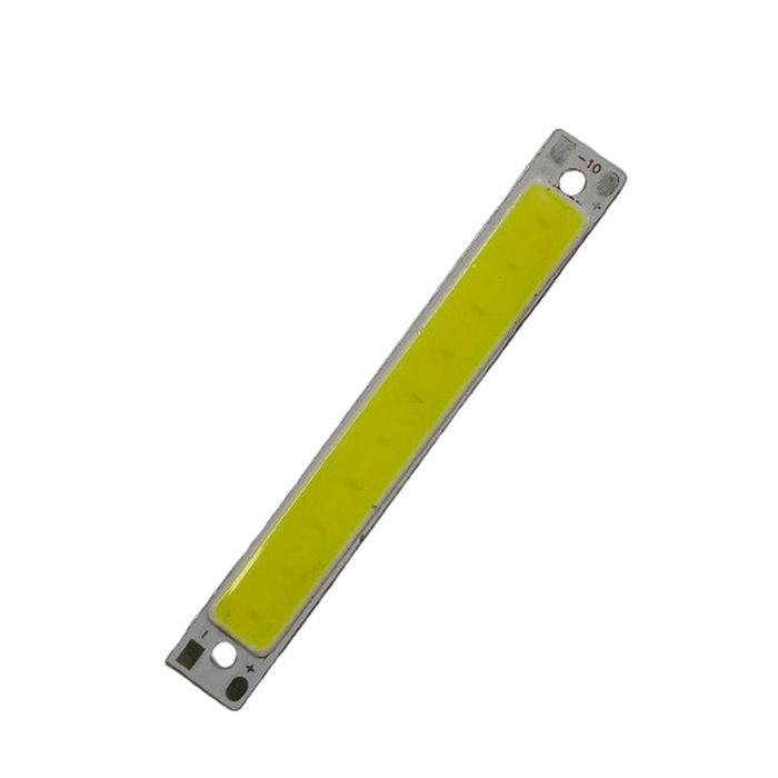 3W 3.7V 1000mA 300LM LED COB Light Module For Bike DIY Work Lamp Buy - a long rectangular white circuit board with a yellow light strip and two mounting holes.