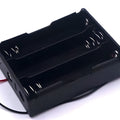 3x 18650 Battery Cell Case Holder - a black plastic rectangular battery holder with three slots, metal spring contacts, and red and black wire leads.