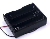3x 18650 Battery Cell Case Holder - a black plastic rectangular battery holder with three slots, metal spring contacts, and red and black wire leads.