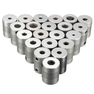 3x3mm Flexible Coupling Shaft - shown as a large triangular arrangement of multiple silver-coloured cylindrical metal shaft couplers.