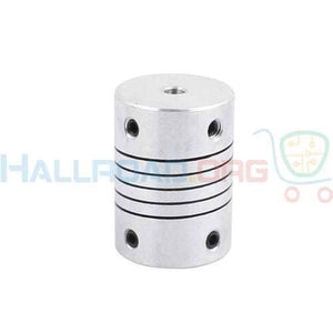 3x3mm Flexible Coupling Shaft - a silver-colored cylindrical metal component with central holes at both ends and four small threaded side holes.