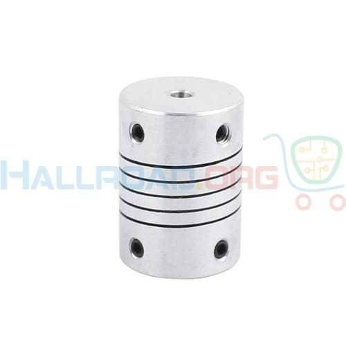 3x3mm Flexible Coupling Shaft - a silver-colored cylindrical metal component with central holes at both ends and four small threaded side holes.