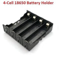 4 Cell Lithium Ion 3.7V 18650 Battery Holder Case Box - a black plastic rectangular case with four parallel slots and integrated metal contact terminals.
