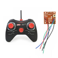 4-channel Car Remote Control 27MHz | Transmitter & Receiver Board Set | Rc Toy Accessories - with red buttons and a separate brown circuit board with four coloured wires.