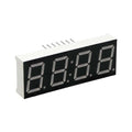 4 Digit 7 Segment Display Common Cathode for Digital Clock - a rectangular black and white electronic component with four digital segments and rear pins.