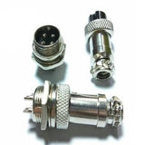 4 Pin 12mm XLR Cable Connector Panel Chassis Mount - three silver-coloured metal circular connectors with four pins and threaded locking rings.