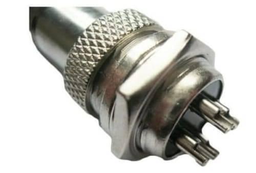 4 Pin 16mm XLR Cable Connector Panel Chassis Mount - a close-up of a silver-coloured metal connector with four pins and a knurled locking ring.