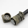 4 Pin Military Connector - Reliable & Durable Connections | Digilog.pk - an olive-drab circular male panel-mount connector and a matching female cable-mount connector with four pins.