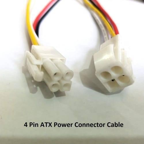 4 Pin Power Connector 12V Atx CPU Power Supply Extension Male To Female Cable Adapter - a white male and female 4-pin connector pair with yellow, red, black, and white wires on a white background.