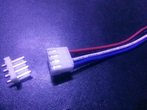 4 Pin RGB Panel Connector Fan Connection Pair With Male Header - white four-pin male header beside a white female connector with red, white, and blue wires.