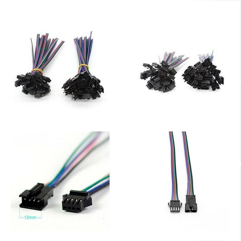 4 Pin Sm Connector Male To Female 4pin Sm Connector Cable For RGB LED Strip - shown in bundles and close-up views with a 12mm dimension label.