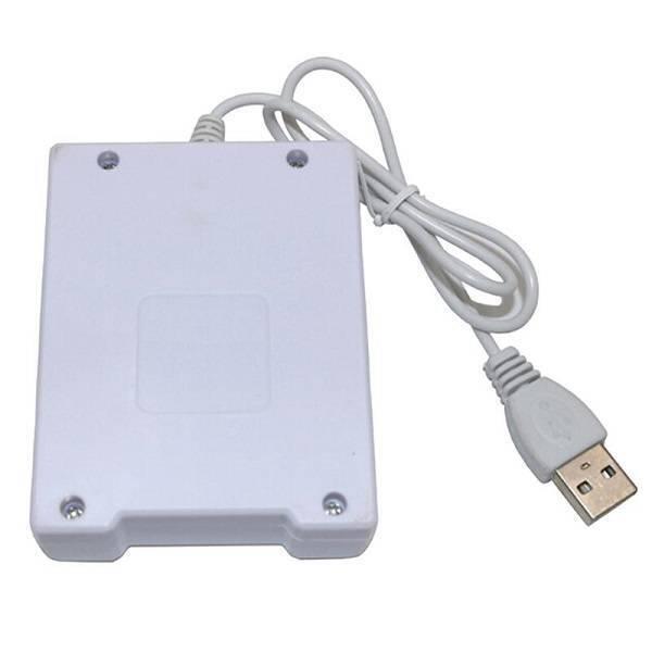 4 Slot USB Universal Battery Charger Fast Charging Adapter For Ni-MH Not For 18650 - white rectangular plastic charging unit with a fixed USB cable and connector.