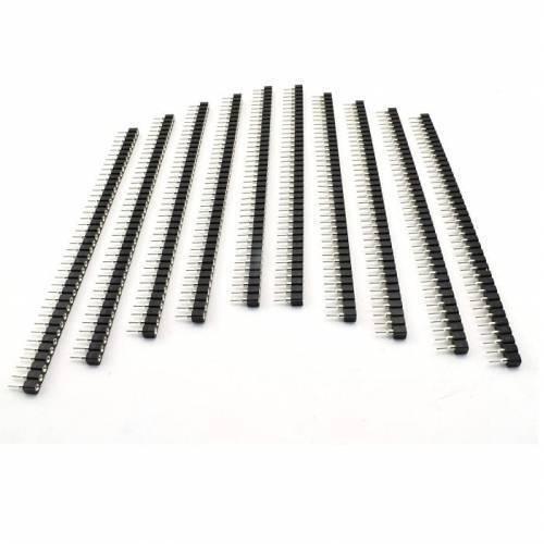 40 Pin 2.54mm Single Row Round Female Pin Header Strip - shown as a collection of multiple black, single-row pin header strips arranged in a fan pattern.