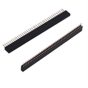 40 Pin 2mm Pitch Female Header - shown as two long, black, rectangular plastic strips with a single row of metal pin sockets.