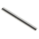 40 Pin 2mm Pitch Male Header - shown as a single straight row of forty black plastic-mounted metal connector pins against a white background.
