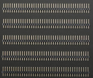 40 Pin 2mm Pitch Male Header - five identical strips of black plastic connectors with long, thin metal pins arranged in a single row.