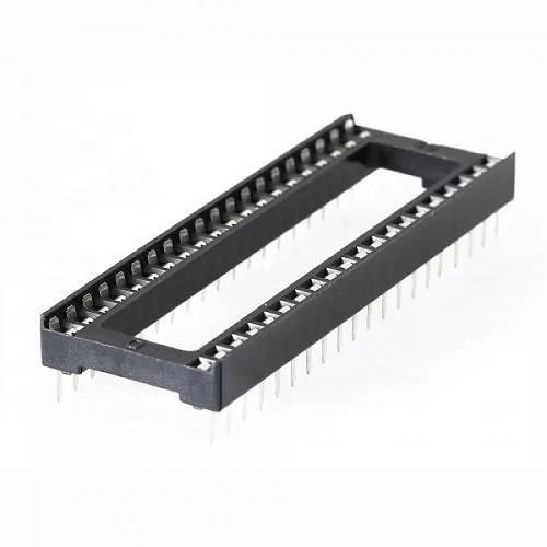 40 Pin DIP IC Socket Base Adaptor Connector - a black, rectangular, open-frame plastic socket with two rows of metal pins extending downwards.