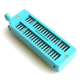 40 Pin ZIF Socket - a rectangular light blue electronic component connector featuring a side-mounted lever and two rows of pin slots.