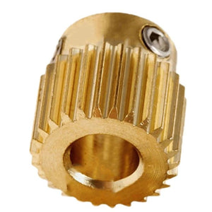 40 Tooth Gear Brass Extruder Wheel Gear for Printer Cr-10 CR-10S S4 S5 Ender 3 Pro - close-up of a cylindrical brass gear with a set screw.