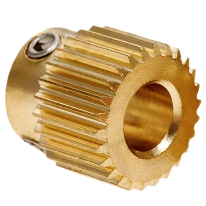 40 Tooth Gear Brass Extruder Wheel Gear for Printer Cr-10 CR-10S S4 S5 Ender 3 Pro - close-up of a cylindrical brass gear with a small hex screw.