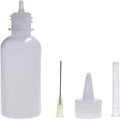 40ML Empty E-liquid plastic rosin flux Alcohol Bottle - shown with a translucent bottle, a metal needle tip, a wide nozzle cap, and a narrow cap.