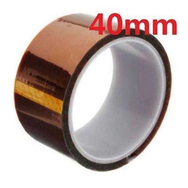 40mm Kapton Tape Polyimide Heat Resistant Tape - a roll of translucent amber-coloured adhesive tape with a white plastic core.