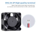 40mm X 40mm X 20mm 24V DC Brushless Small Mini Axial Cooling Fan 3d Printer Fan - a black square cooling fan and a circular inset showing its XH2.54-2P connector.