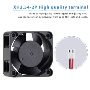 40mm X 40mm X 20mm 24V DC Brushless Small Mini Axial Cooling Fan 3d Printer Fan - a black square cooling fan and a circular inset showing its XH2.54-2P connector.