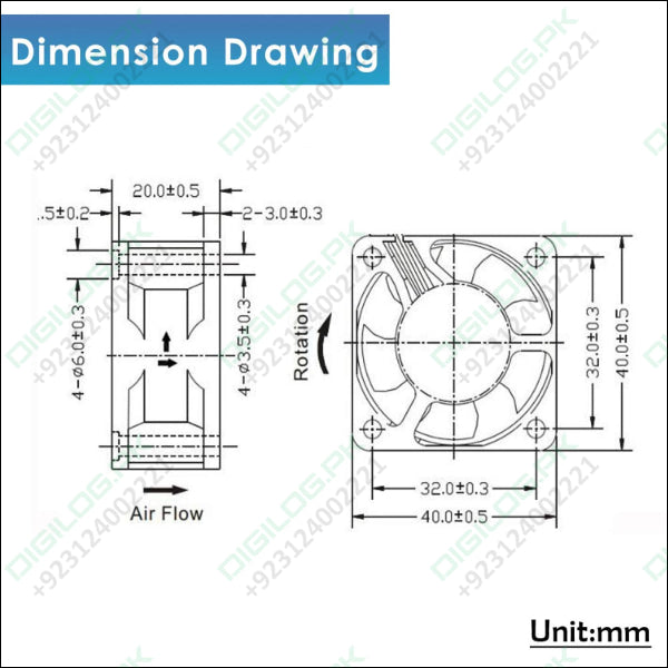 40mm x 40mm x 20mm 24V DC Brushless Small Mini Axial Cooling Fan 3D Printer Fan