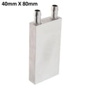 40mm x 80mm Aluminium Water Cooling Block For Liquid Water Cooler Heat Sink System - a rectangular silver metal heat sink with two protruding cylindrical hose connectors on the top edge.