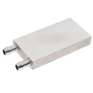 40mm x 80mm Aluminium Water Cooling Block For Liquid Water Cooler Heat Sink System - a rectangular silver metal block with two protruding hose barb connectors on one side.