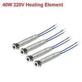 40W 220V Soldering Iron Heating Element Iron Core - four identical metallic cylindrical heating elements with blue wires and screw terminals.