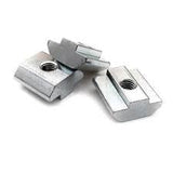 40XM3 Slot Nut Sliding Nut For 4040 Aluminum Extrusion Hammer Head Drop In Connector - three silver-coloured metal hammer-head sliding nuts for aluminum extrusion, arranged on a white background.