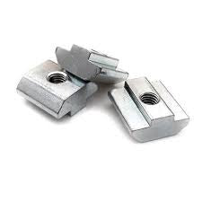 40XM3 Slot Nut Sliding Nut For 4040 Aluminum Extrusion Hammer Head Drop In Connector - three silver-coloured metal hammer-head sliding nuts for aluminum extrusion, arranged on a white background.