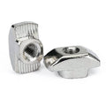 40XM4 T Nut Sliding T Nut Hammer Drop In Nut Fasten Connector M4 Series - two silver-coloured, T-shaped metal nuts with threaded holes.