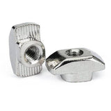 40XM4 T Nut Sliding T Nut Hammer Drop In Nut Fasten Connector M4 Series - two silver-coloured, T-shaped metal nuts with threaded holes.